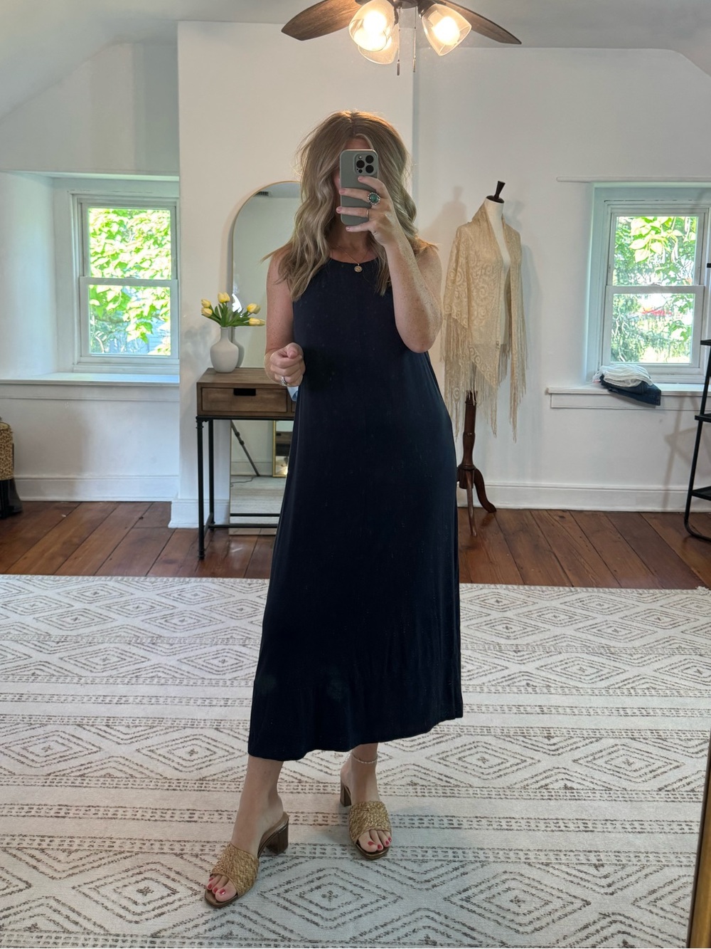 J Jill navy jersey knit dress size medium